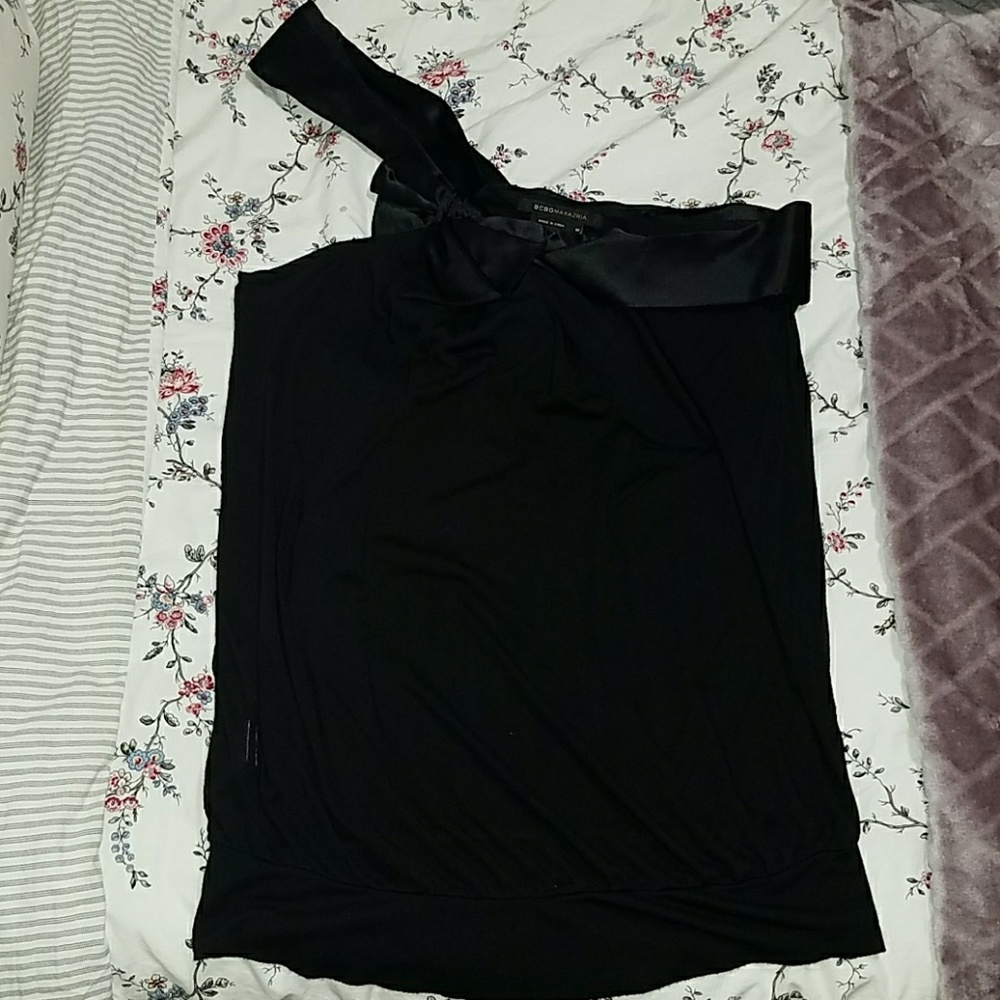BCBG Max Azria one shoulder black top